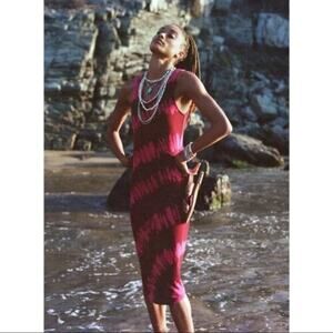 Anthropologie Daily Practice Wine Tie-Dye Sleeveless‎ Tank Dress Size Small